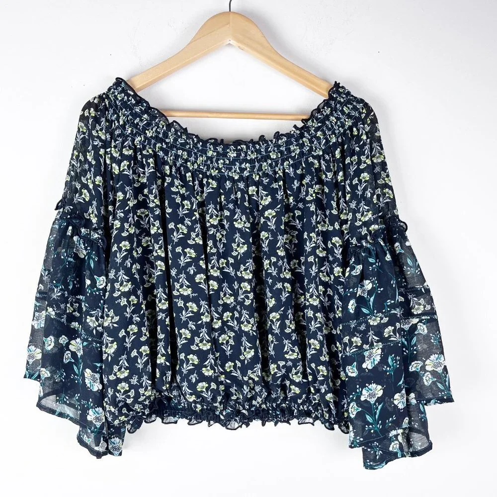 2/$30 Free People Rose Valley Floral Off Shoulder Blouse Small